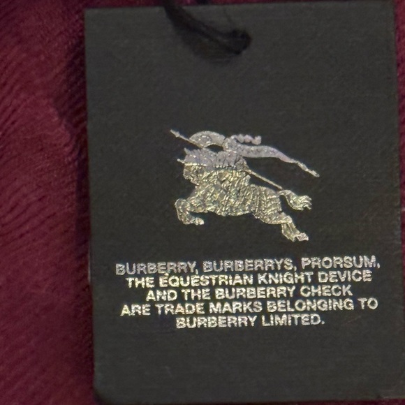 RARE Burberry Cashmere Scarf Stole Wrap Rose Burgundy Holiday Gift Ready NWT - Picture 5 of 8